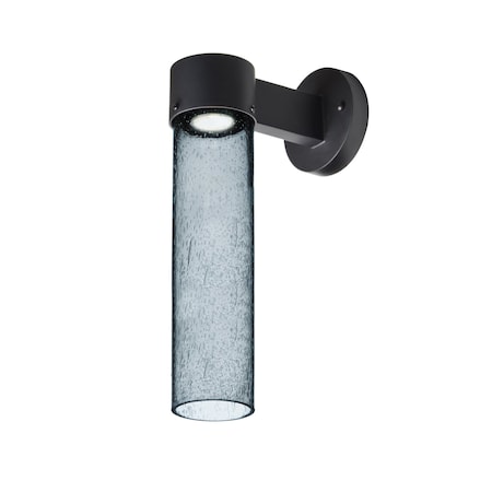 Besa Lighting Juni 16 Outdoor Sconce, Blue Bubble, Black Finish, 1x4W LED JUNI16BL-WALL-LED-BK